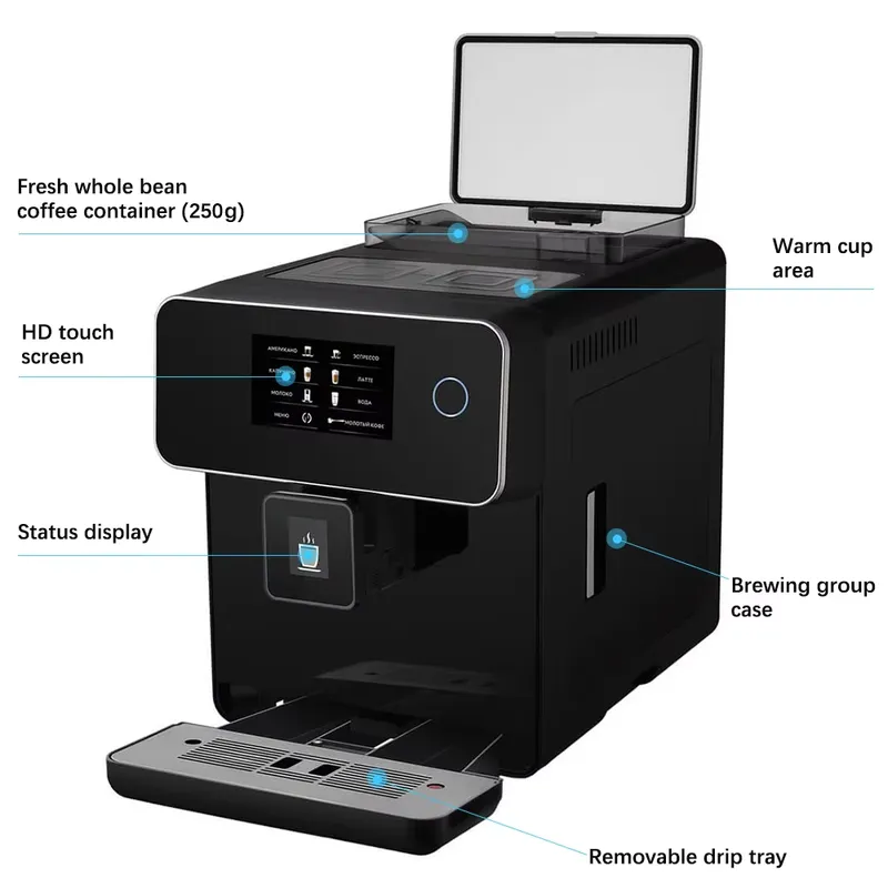 Commercial Espresso Machine - のために。 イタリア製エスプレッソコーヒーメーカー、業務用スマート全自動デジタルタッチスクリーン搭載、ユニバーサル新デザイン、家庭用