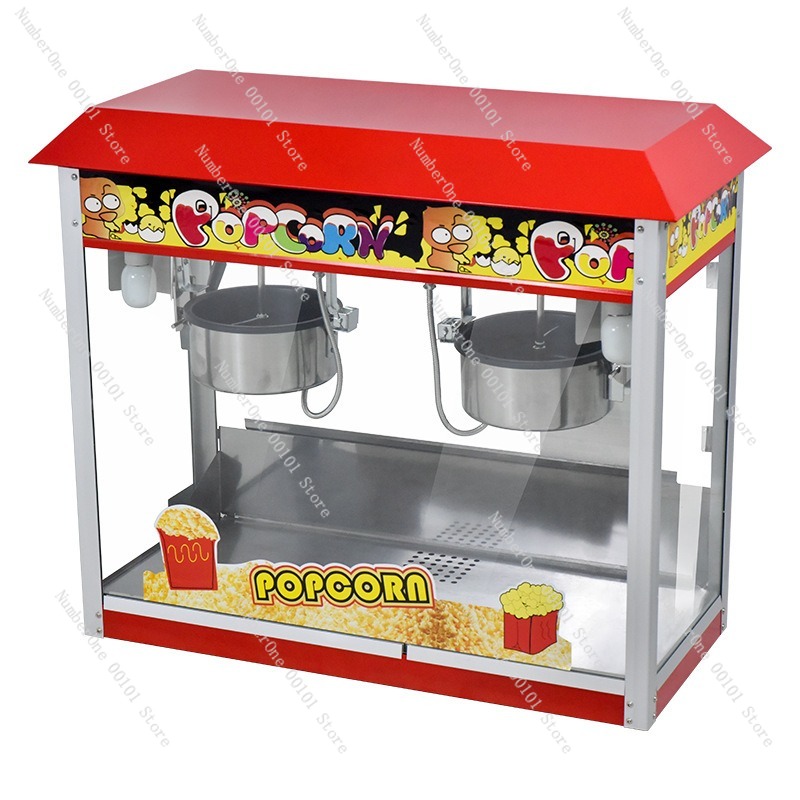 Commercial Popcorn Machine - 業務用ポップコーンマシン ダブルポット電気式ポップコーンメーカー 卓上スナックマシン 店舗・屋台用