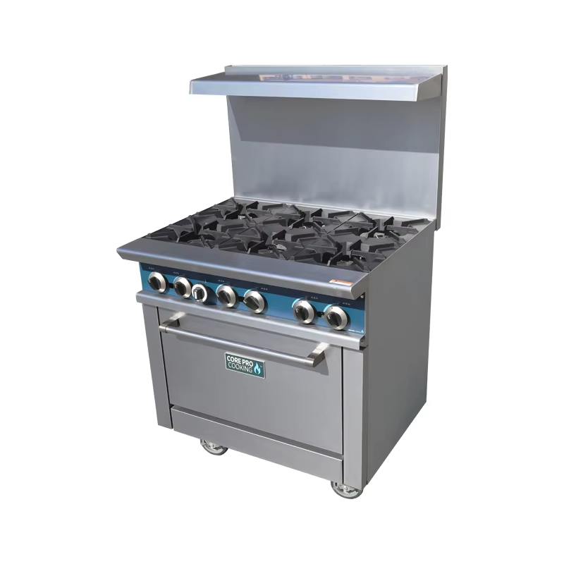 Commercial Kitchen Burner - 業務用厨房機器 自立型ステンレス製6口コンロ付きオーブン