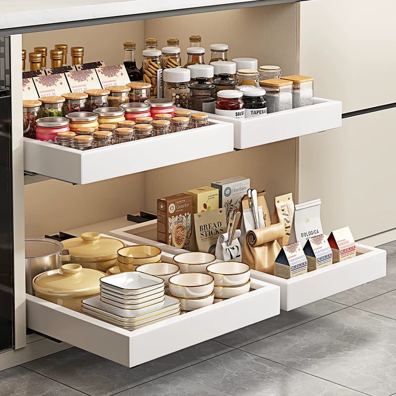 Commercial Kitchen Swing Door - 1-2個入り キッチン収納ラック スライドレール付き 引き出し式収納トレイ スパイスボックス収納ラック キャビネット用