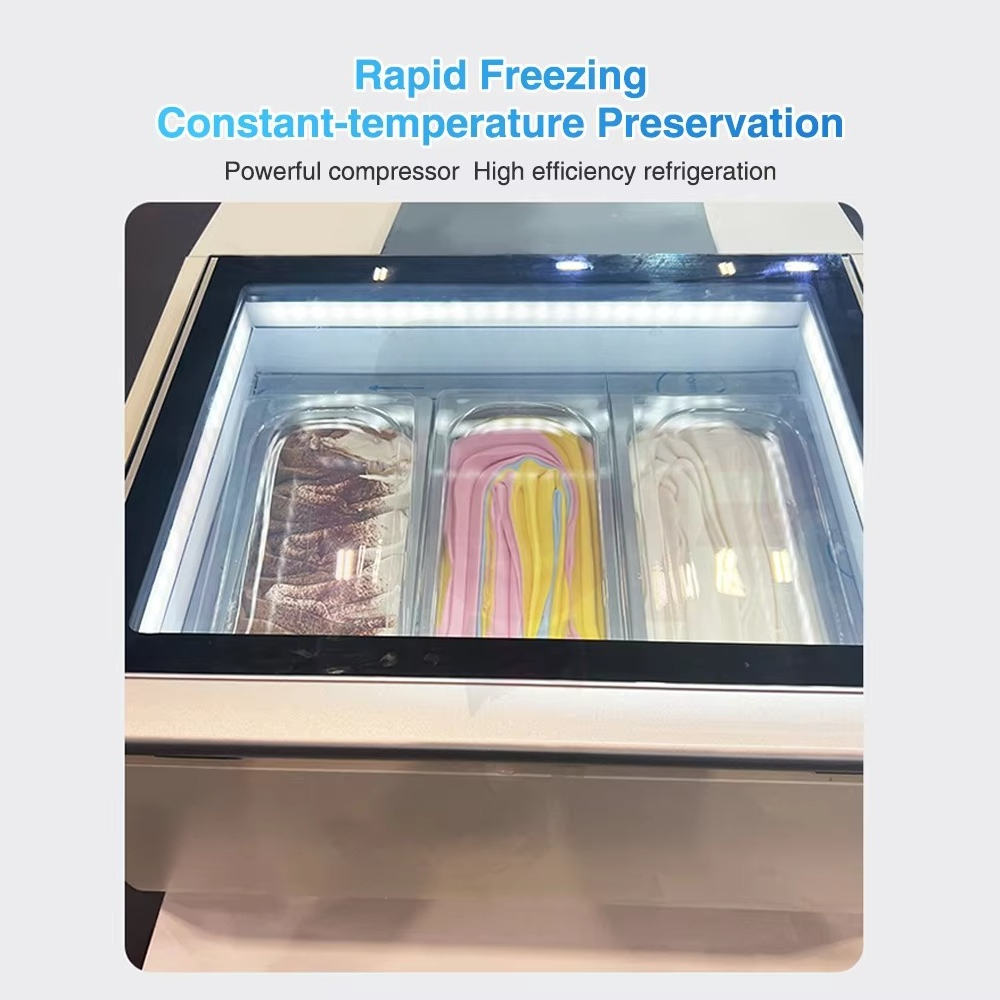 Commercial Chest Freezer - 業務用ガラス扉ミニ冷凍庫 小型 新品 アイスクリーム冷凍庫 キッチン収納用 コンパクト冷凍機器