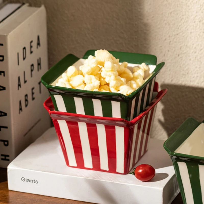 Commercial Kitchen Items - クリエイティブなセラミック四角いボウル、家庭用食品容器、フランスのフライドポテト、鶏、デザートボウル、キッチン用品