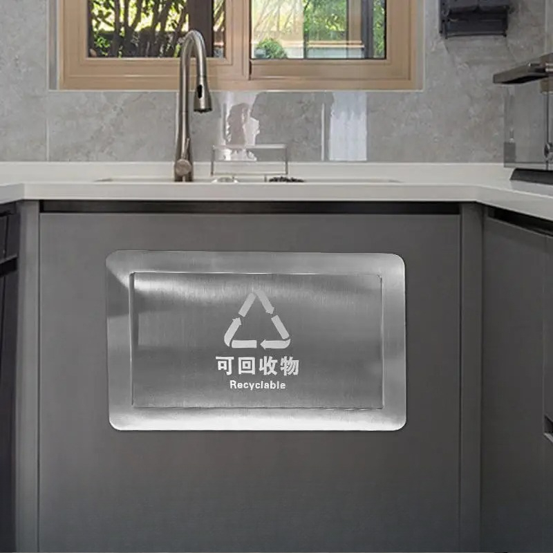 Commercial Kitchen Garbage Disposal - 304ステンレス鋼製サイドオープンゴミ箱 蓋付き埋め込み式キャビネットドアポート 公共エリアキッチンゴミ箱、業務用ゴミ処理