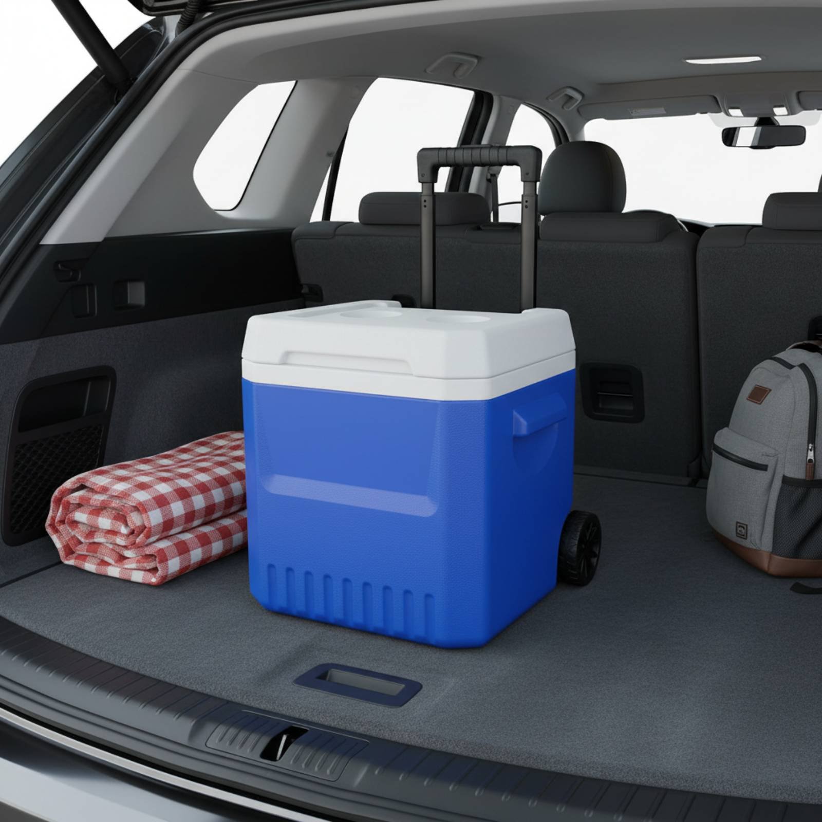 Commercial Chest Freezer - ホイール付きクーラーボックス PUフォーム断熱材入り 保冷ボックス ポータブルアイスチェスト 移動が簡単 ポータブル保冷庫