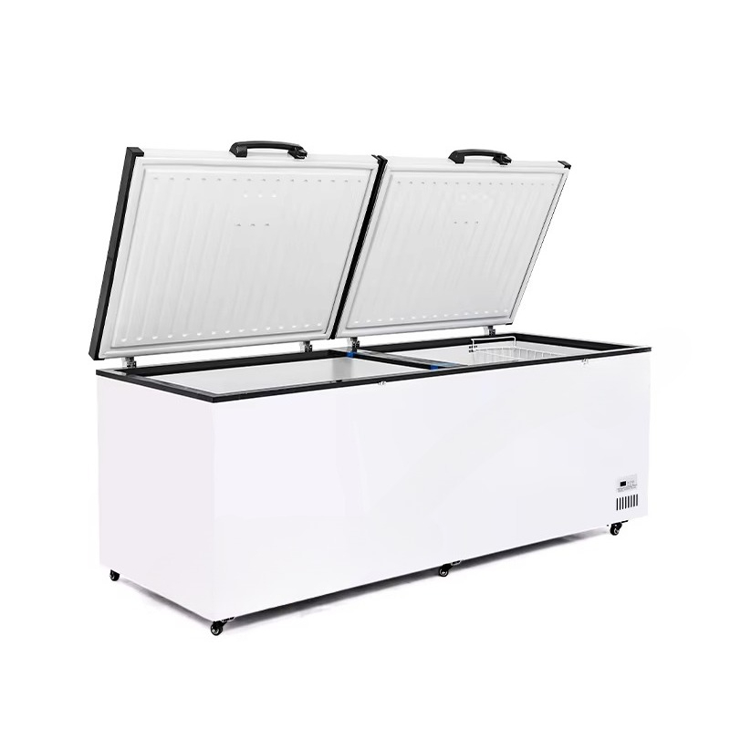 Commercial Chest Freezer - 新品 718リットル 2ドア業務用チェストフリーザー ディープフリーザー LEDライトとバスケット付き 家庭用またはレストラン用