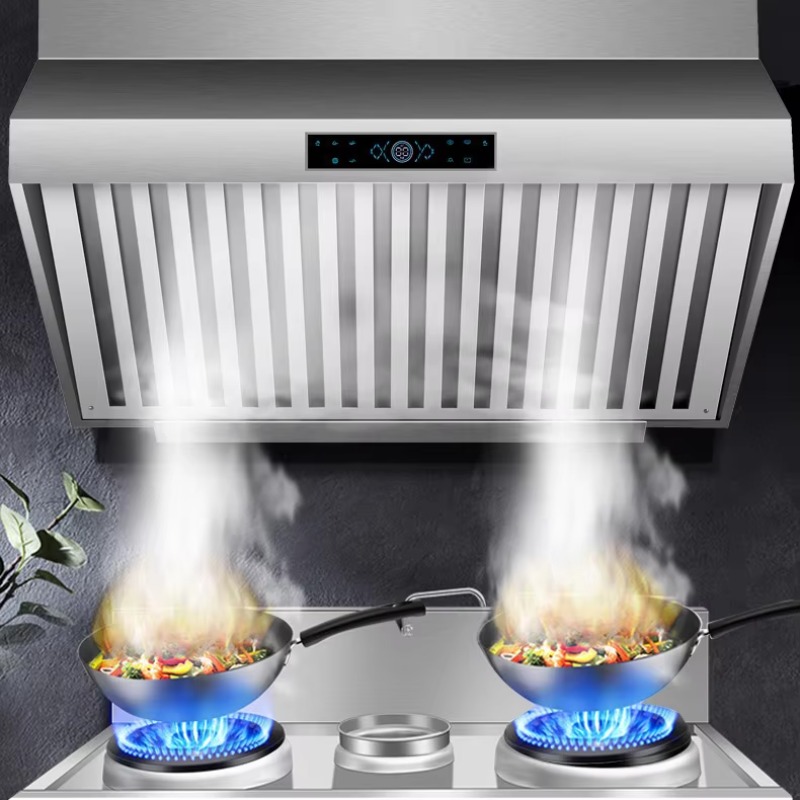 Commercial Exhaust Hood - 1.5mステンレス製排気フード業務用厨房レンジフードホテルダブルモーター大型吸排気レンジフードタッチ式