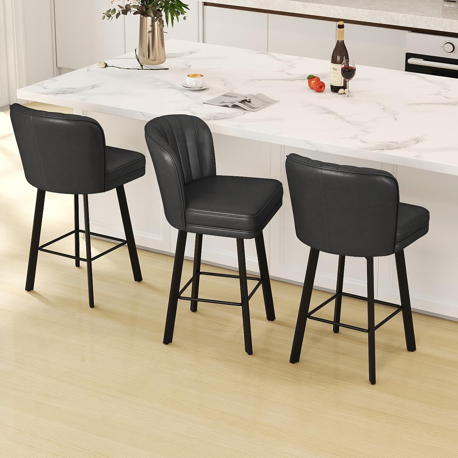 モダンな回転式カウンターハイトバースツール2脚セット、人間工 - Commercial Kitchen And Bar のレビューと価格