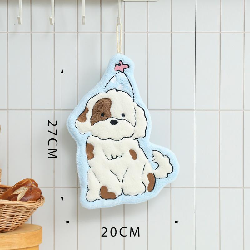 新しいソフトコーラルフリースハンドタオルかわいい漫画犬クマ柄 - Commercial Kitchen Items のレビューと価格