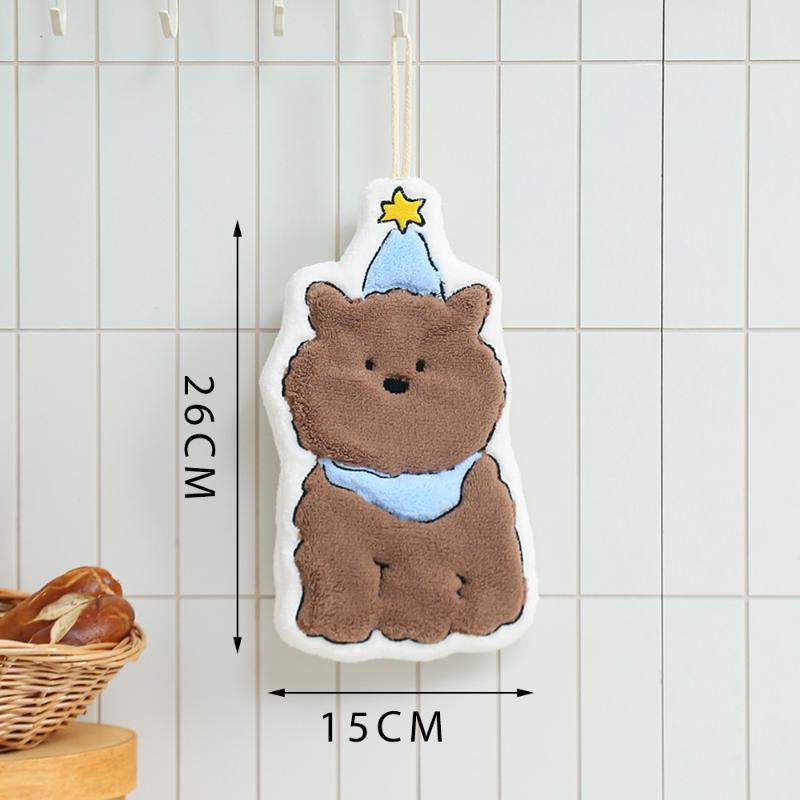 新しいソフトコーラルフリースハンドタオルかわいい漫画犬クマ柄 - Commercial Kitchen Items のレビューと価格
