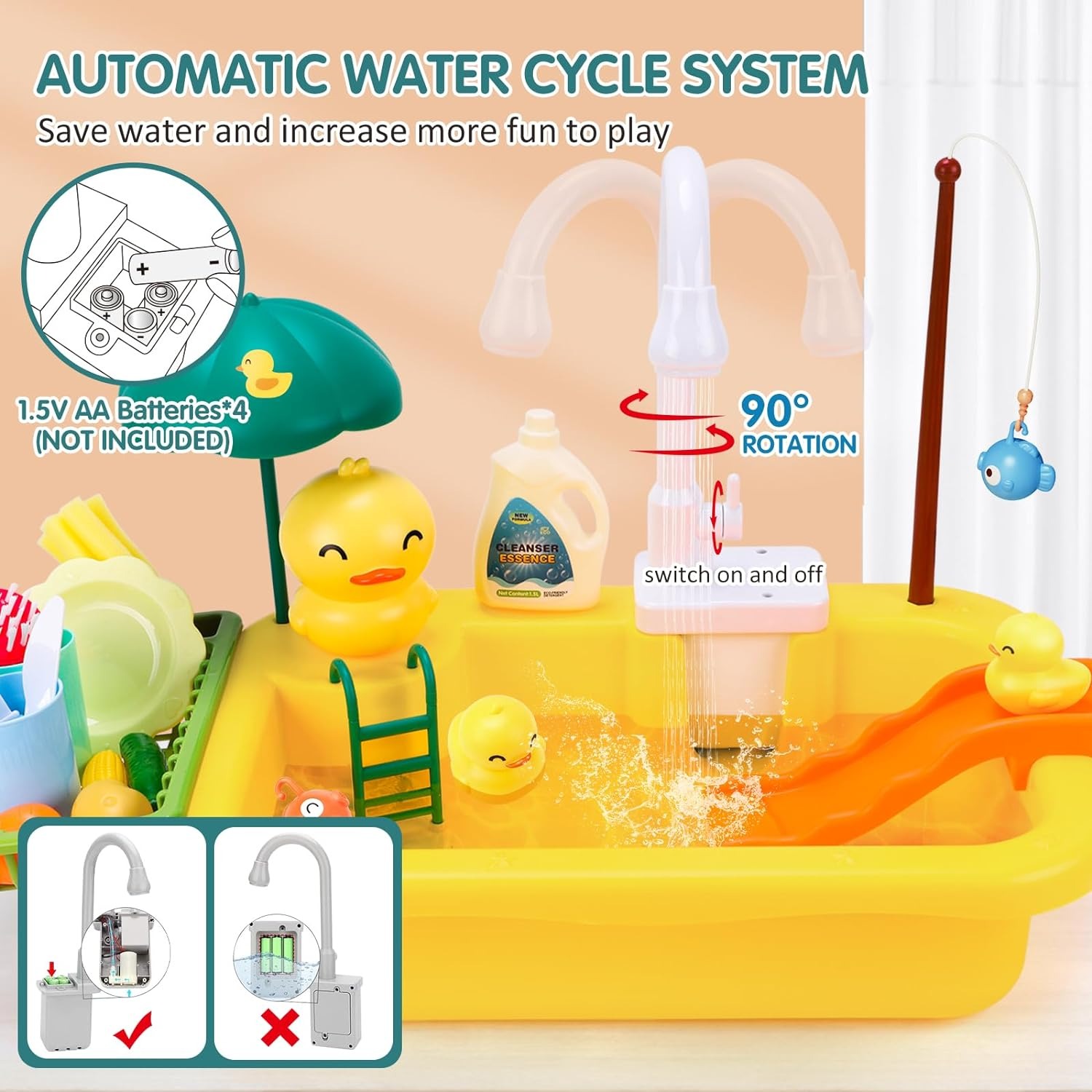 フローティングウォーターキッチンシンクのおもちゃ,電気蛇口, - Commercial Kitchen Tap のレビューと価格