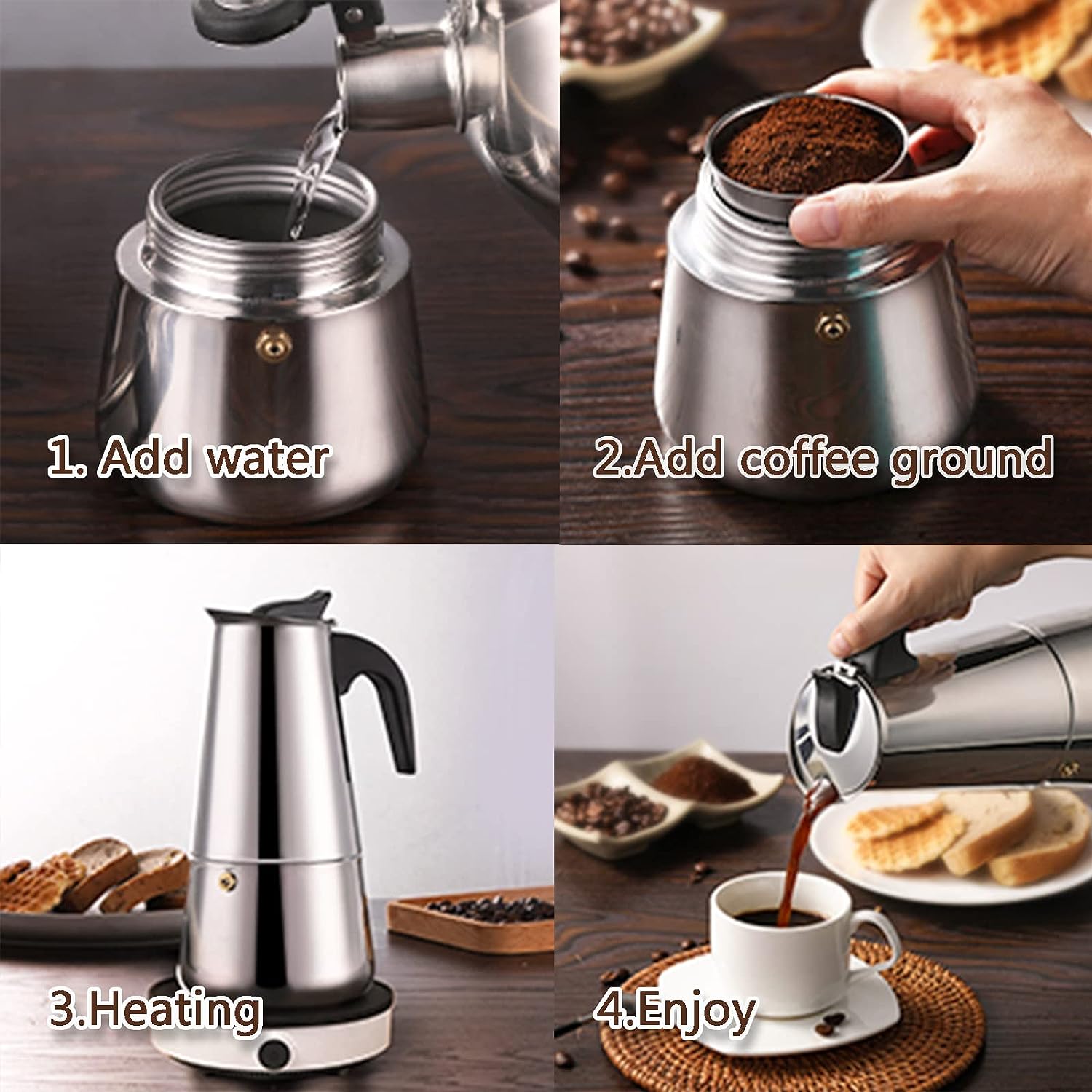 4/6/9カップモカポットカフェマシンエスプレッソカップコー - Commercial Espresso Machine のレビューと価格