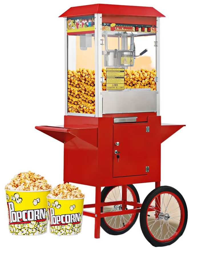 商業用ポップコーンマシン カート付き 220V 1400W  - Commercial Popcorn Machine のレビューと価格