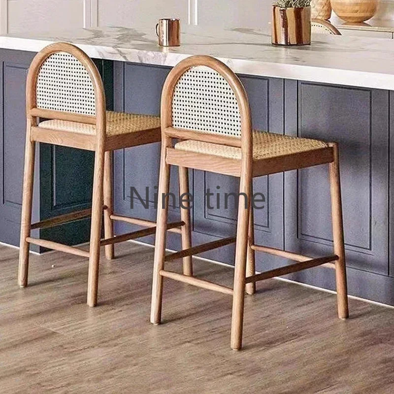 無垢材籐キッチンバーチェアアームチェアデザインサロンチェアハ - Commercial Kitchen And Bar のレビューと価格